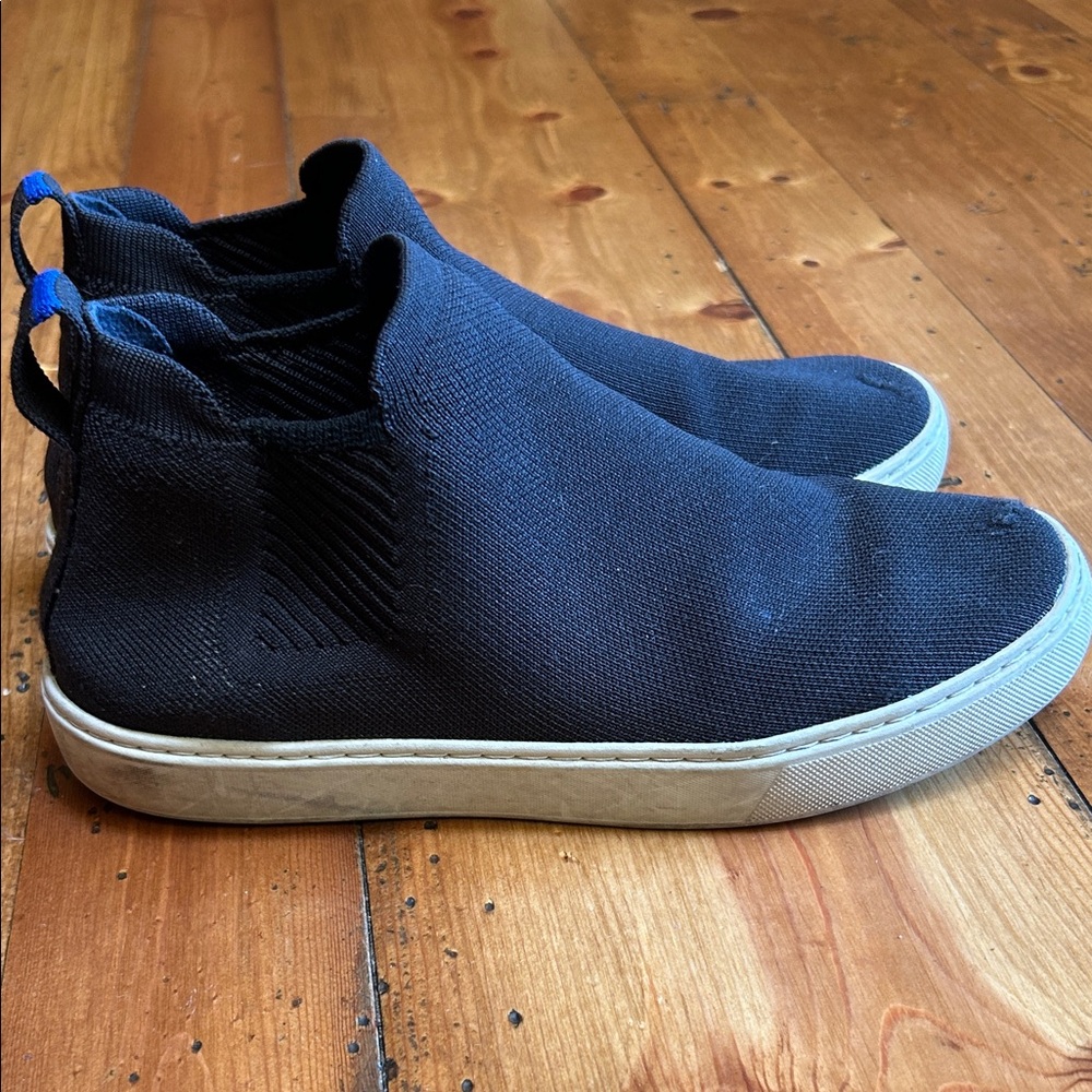 Rothy's Black Knit Slip-On Loafers with White Sole